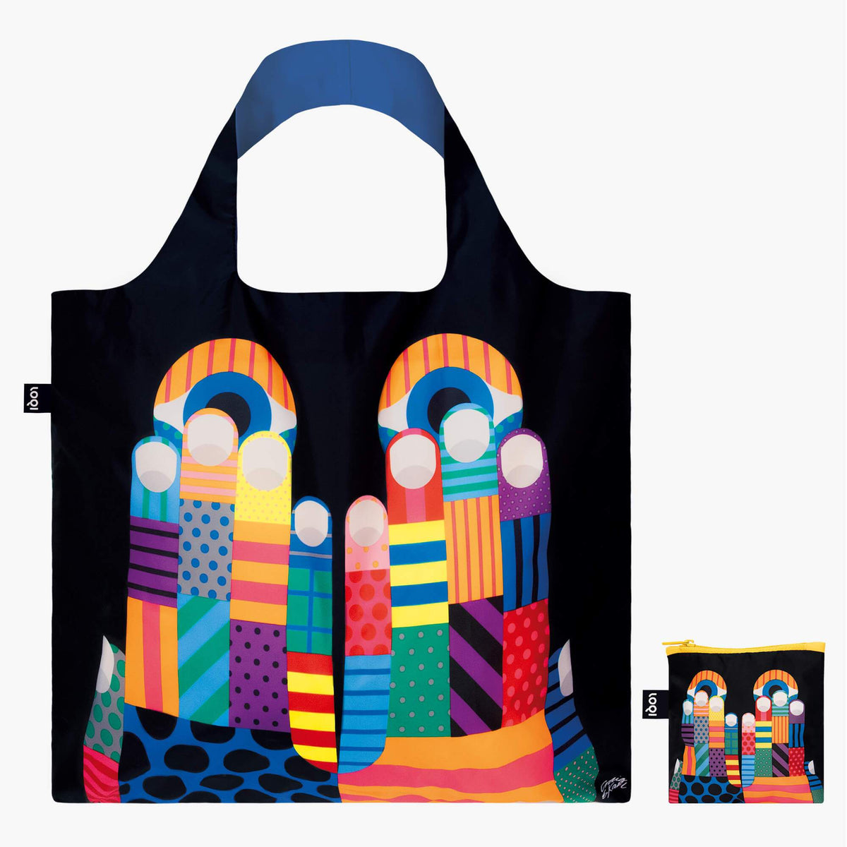 LOQI Craig &amp; Karl Don&#39;t Look Now Recycled Bag Front with Zip Pocket