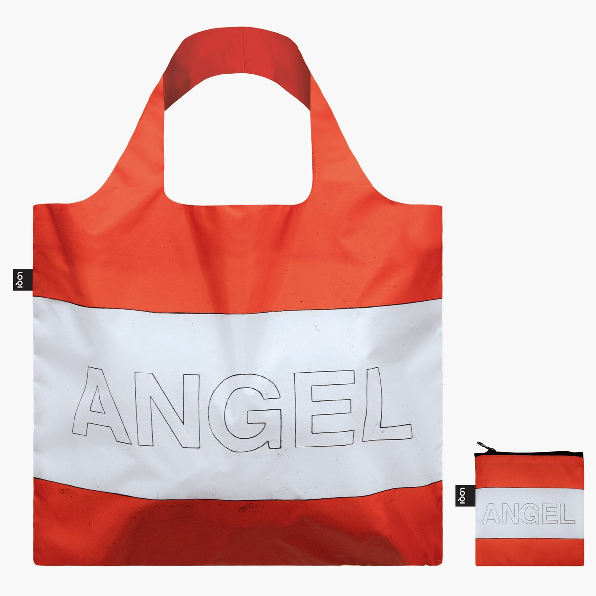 LOQI Matt Mullican Angel &amp; Demon Recycled Bag Front with Zip Pocket